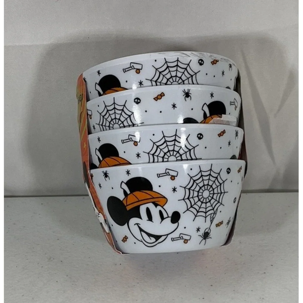 Disney Halloween Mickey Spider Webs Set of 4 Tidbit Snack Melamine Bowls